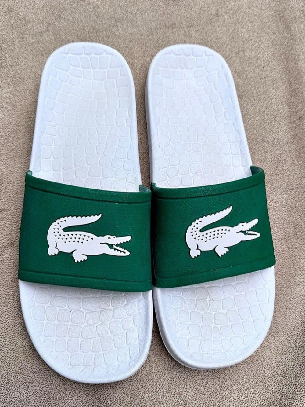 Lacoste Mens Fraisier Croc Slide Sandals Green White Size 11